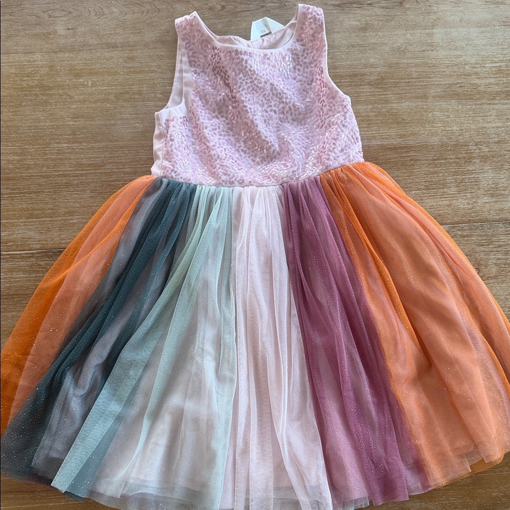Girls Pink Multi-Color Tulle Party Dress